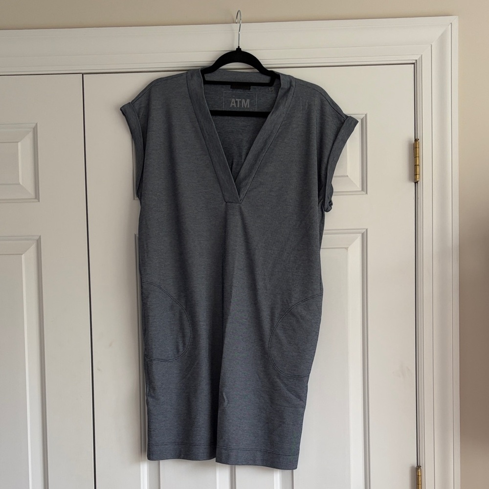 ATM Gray V-Neck Dress